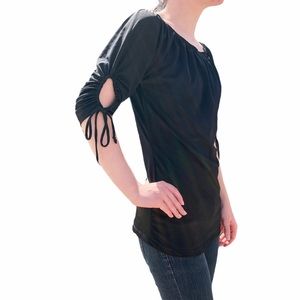Body Central Women’s Black 3/4 Tie Sleeve Shirt Size Small